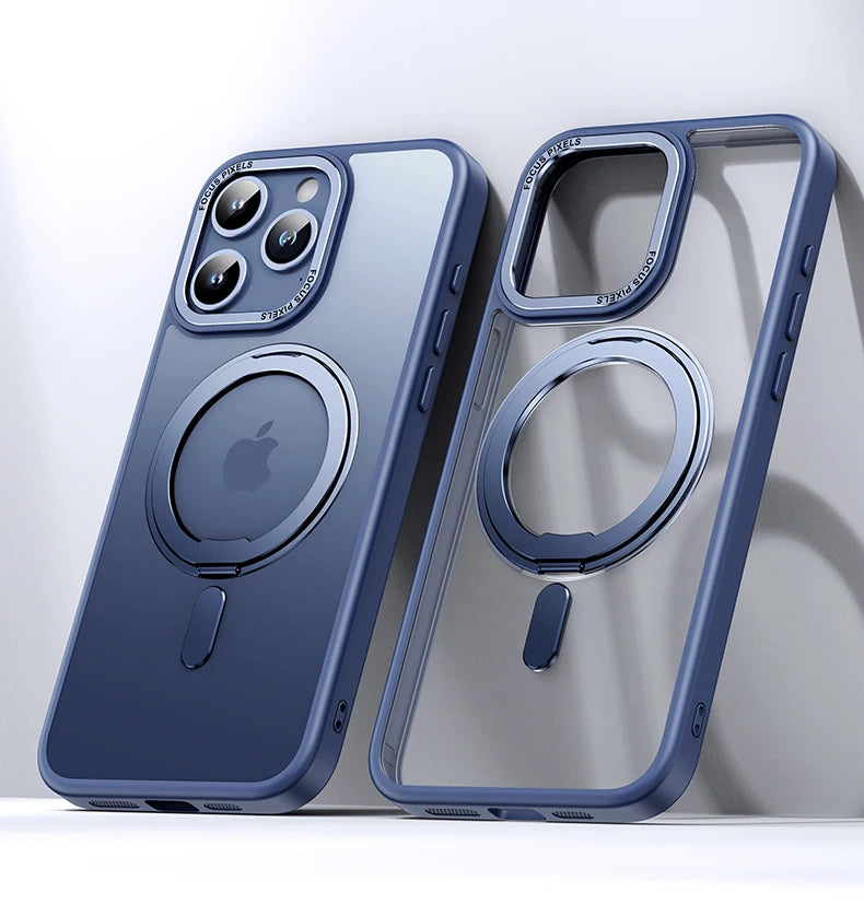 Premium iPhone Case 🔥 – 360° Rotating Ring Holder & Magnetic Stand