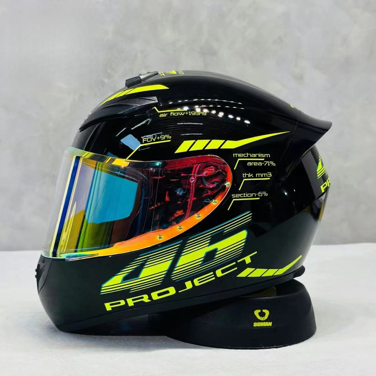 Street Graffiti Style Full Face Motorcycle Helmet Reduces Wind Drag Stabilizing Head at High Speeds for a Less Fatiguing Ride