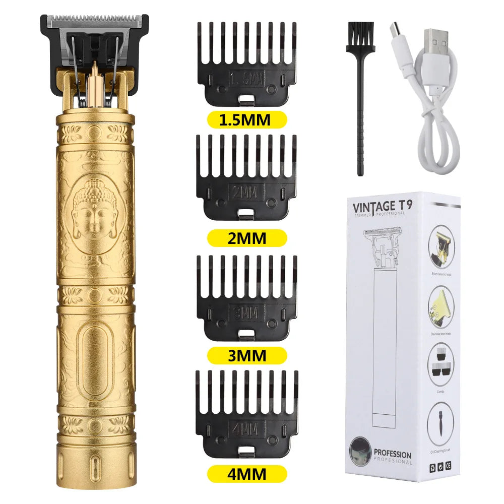Professional T9 Vintage Hair Trimmer ✂️ – Cordless Electric Clipper for Beard & Precision Trimming