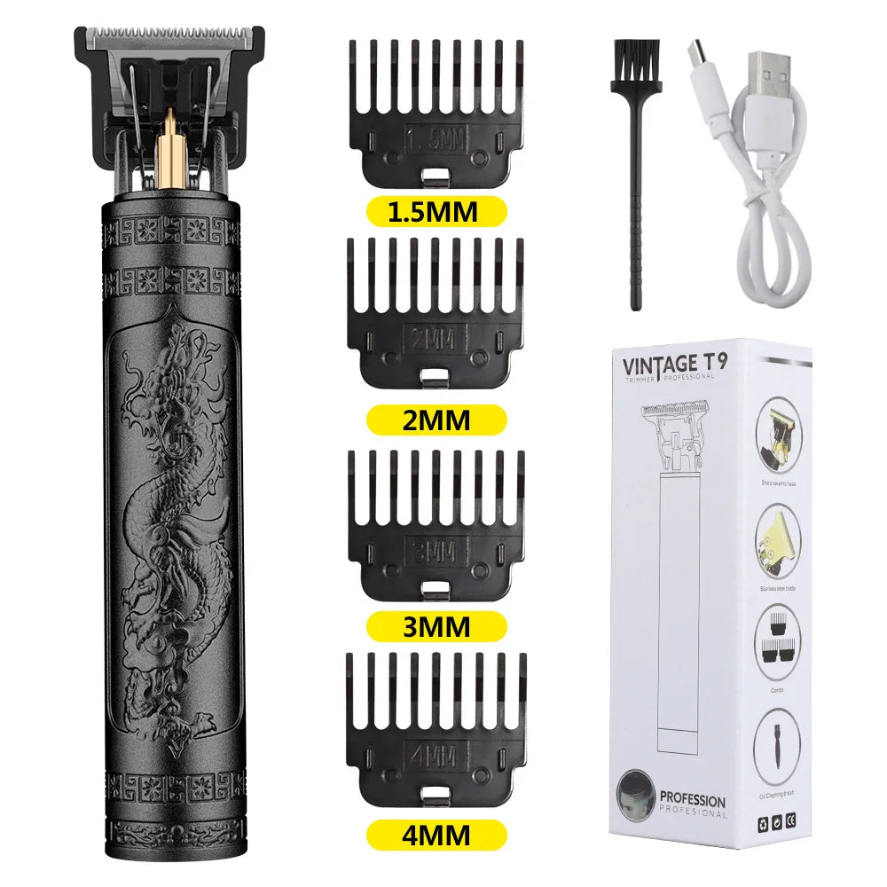 Professional T9 Vintage Hair Trimmer ✂️ – Cordless Electric Clipper for Beard & Precision Trimming