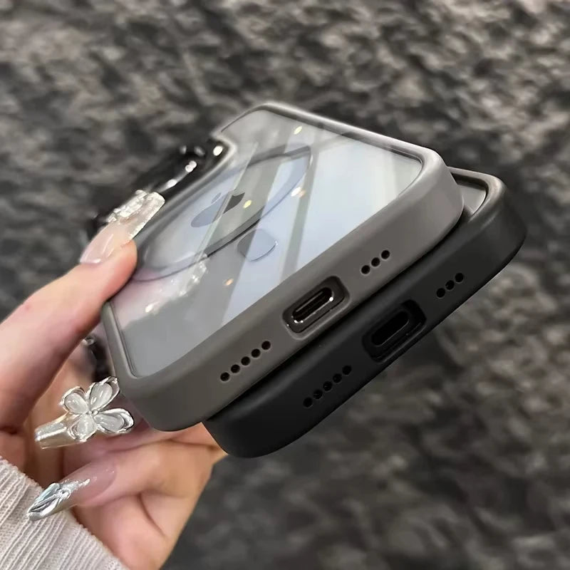 Luxury Magnetic Shockproof Phone Case For iPhone 15 14 13 12 16 17 Pro Max Plus Air 11 Funda Stand Glass Lens Protection Cover