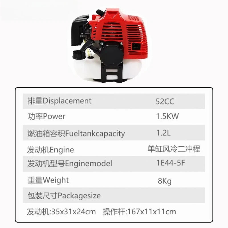 CG520 52CC 2-Stroke Gas Powered Brush Cutter Side-Mounted Grass Trimmer Petrol Lawn Mower Weed Eater for Garden Yard Weeding
