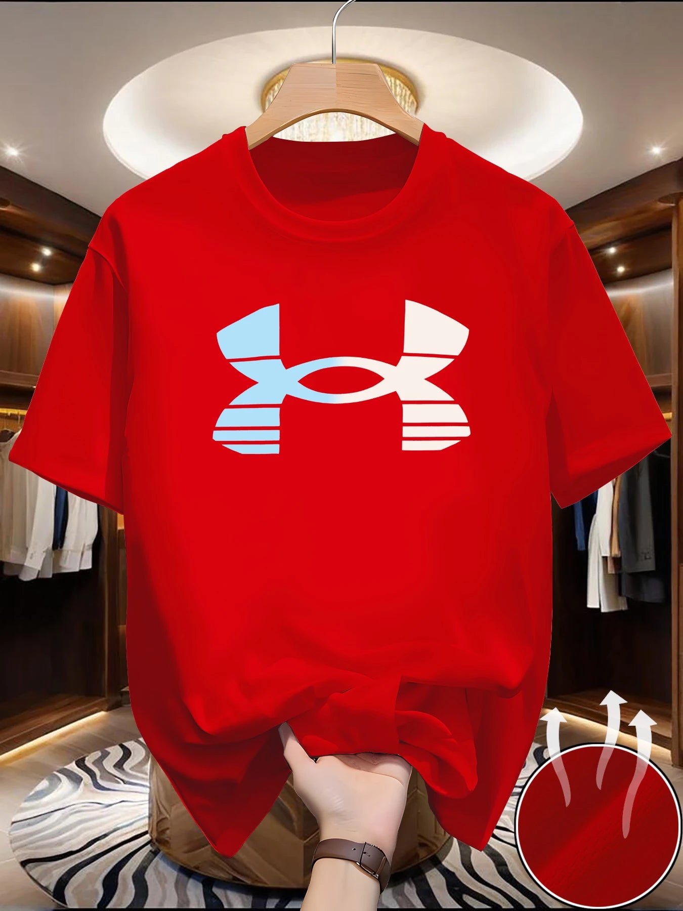 Men's Summer Cotton Breathable T-Shirt Fashion Brand Printed Pattern Long Crew Neck Short Sleeve Casual Tops
