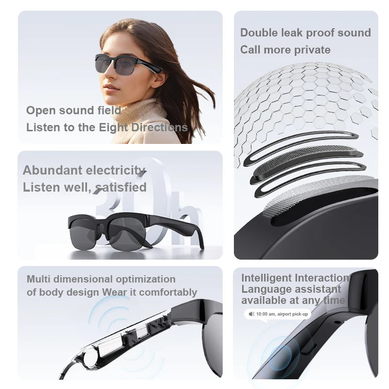Lenovo 2026 AI Smart Translation Glasses — Bluetooth Calling, Voice Assistant, Touch Controls, HiFi Audio Quality, Audio Glasses