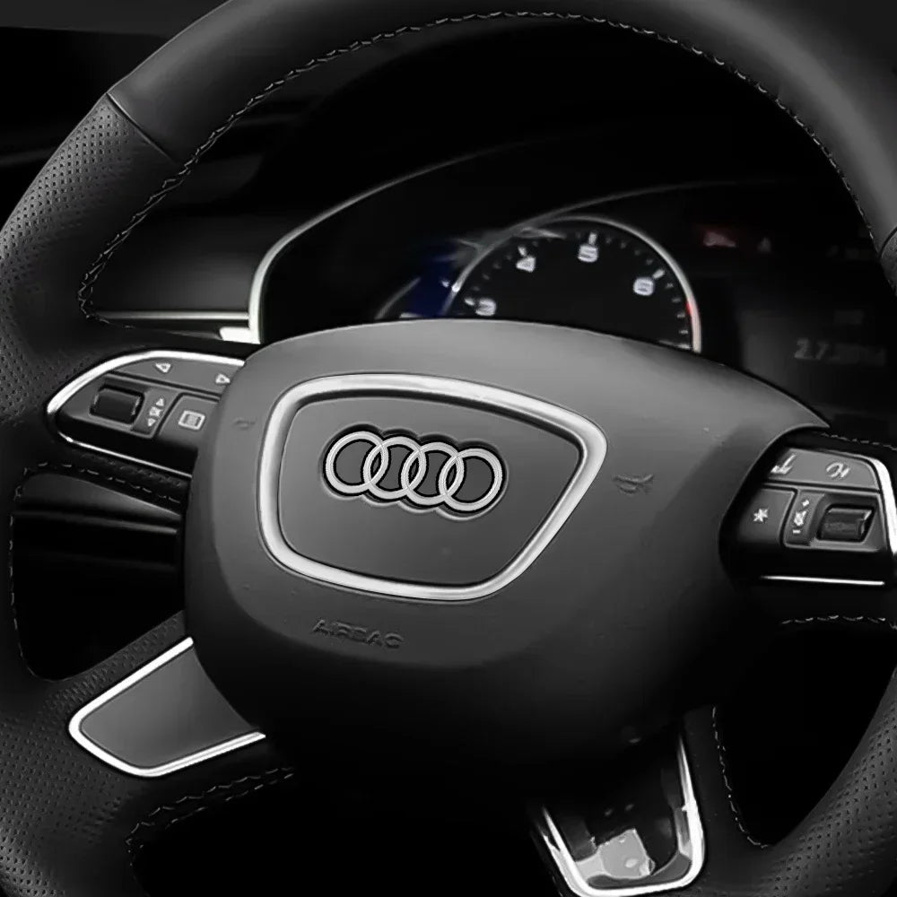 Automobile Steering Wheel Logo Bright Frame Strip Electroplated Car Logo Sticker For Audi A3 A4 B8 8P B9 8V A5 A6 C7 A7 Q3 Q5 Q7