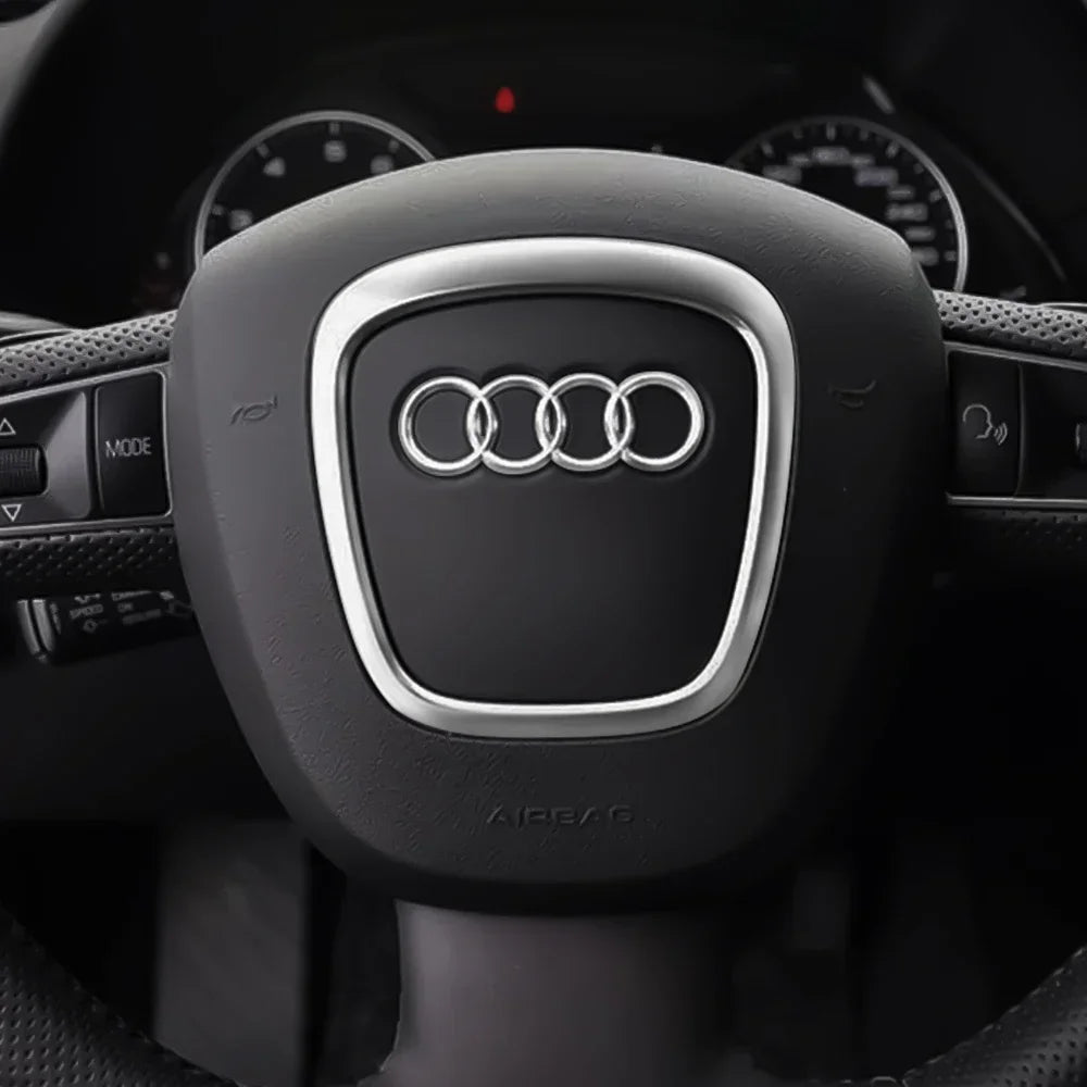 Automobile Steering Wheel Logo Bright Frame Strip Electroplated Car Logo Sticker For Audi A3 A4 B8 8P B9 8V A5 A6 C7 A7 Q3 Q5 Q7