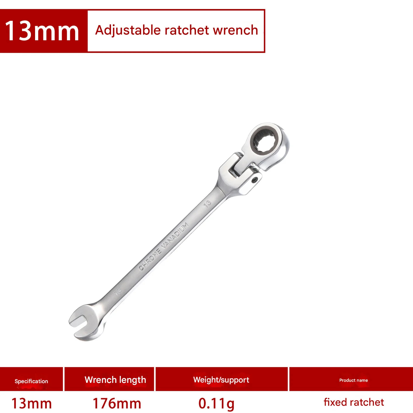 1Pc 72-Tooth Ratchet Wrench Set, Chrome Vanadium Steel, Adjustable Torque for Auto & Heavy-Duty Use