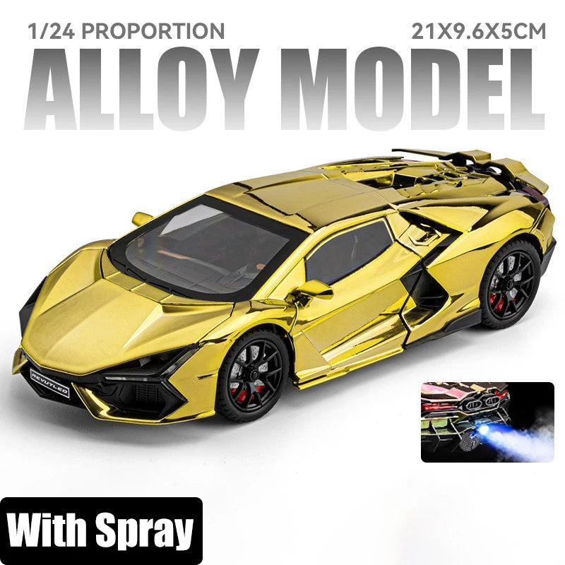 Spray 1:24 Lamborghini Revuelto Countach LP500S Supercar Alloy Metal Diecast Model Car Home Decoration Computer Desktop Present