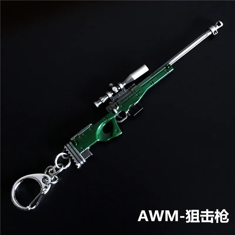 Mini PUBG Gun Keychain – AWM & AK47 Metal Keyring | Gaming Weapon Charm