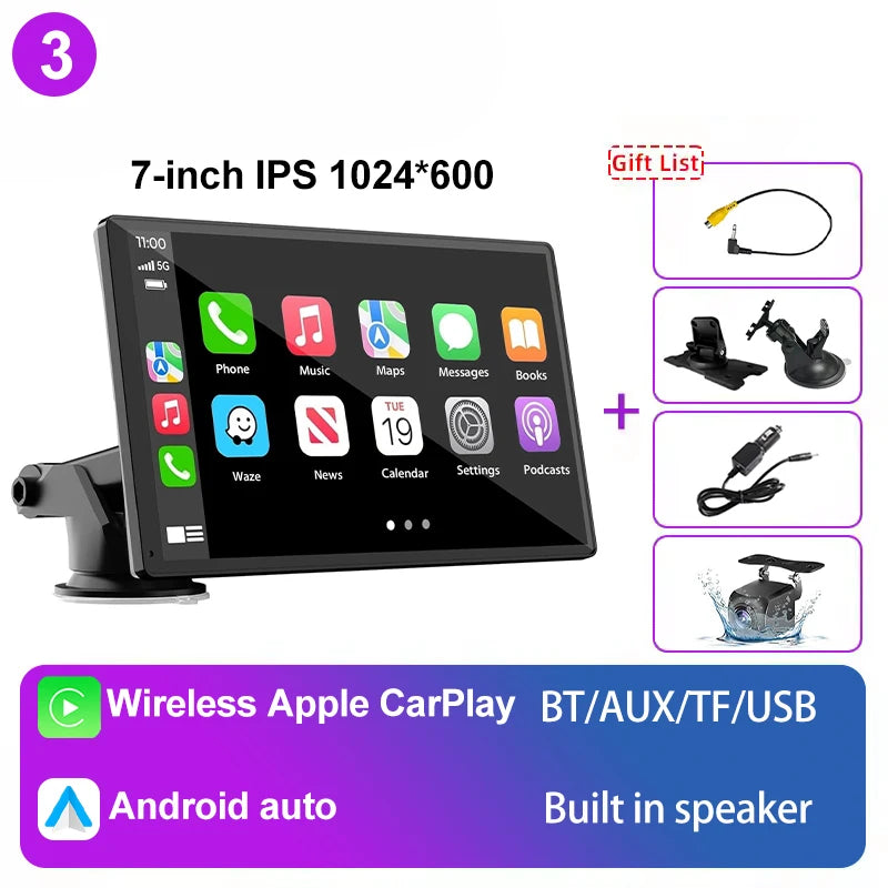 Universal Portable IPS 7inches android auto Apple CarPlay Car Radio Video Mp5 Wireless Carplay Screen for IOS Android