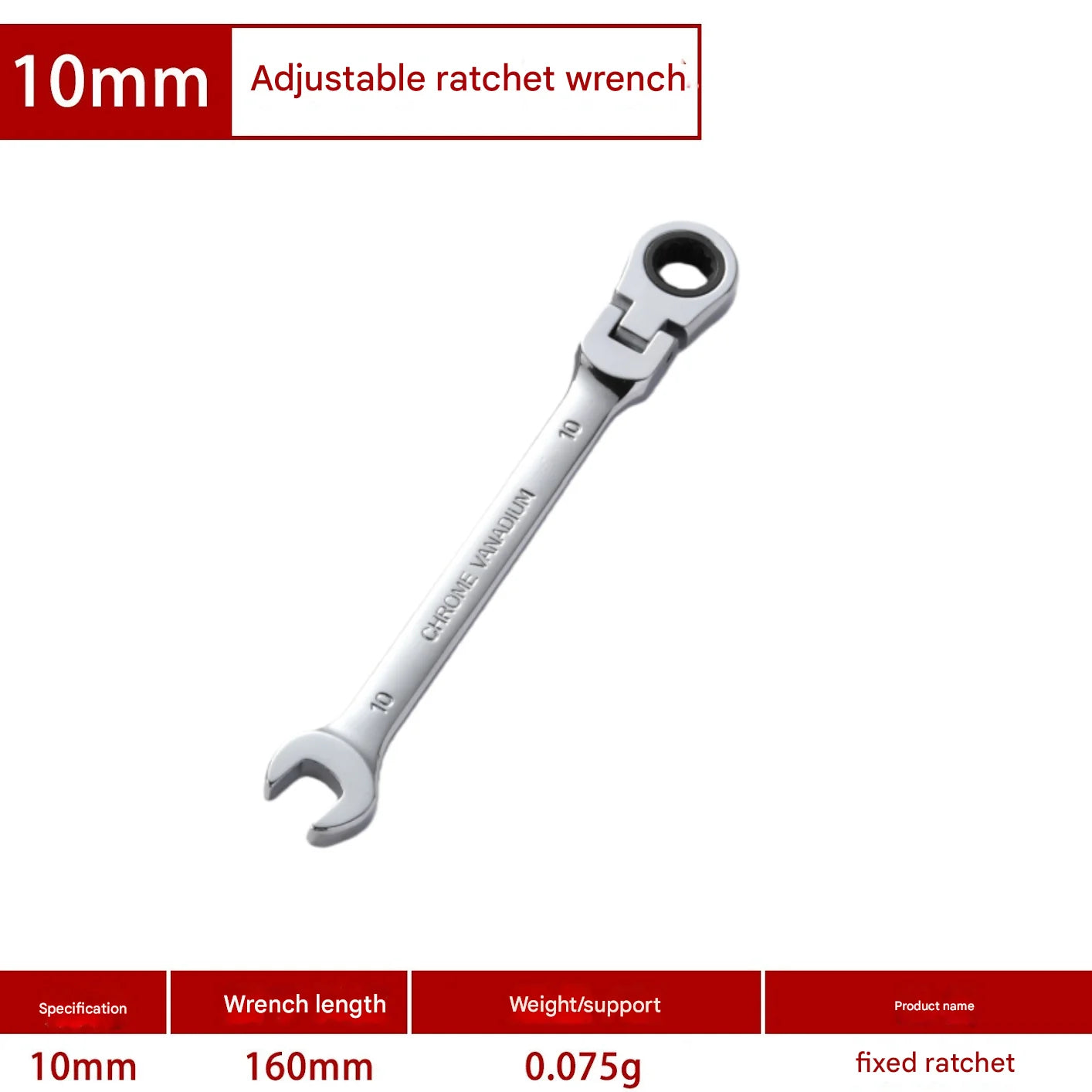 1Pc 72-Tooth Ratchet Wrench Set, Chrome Vanadium Steel, Adjustable Torque for Auto & Heavy-Duty Use
