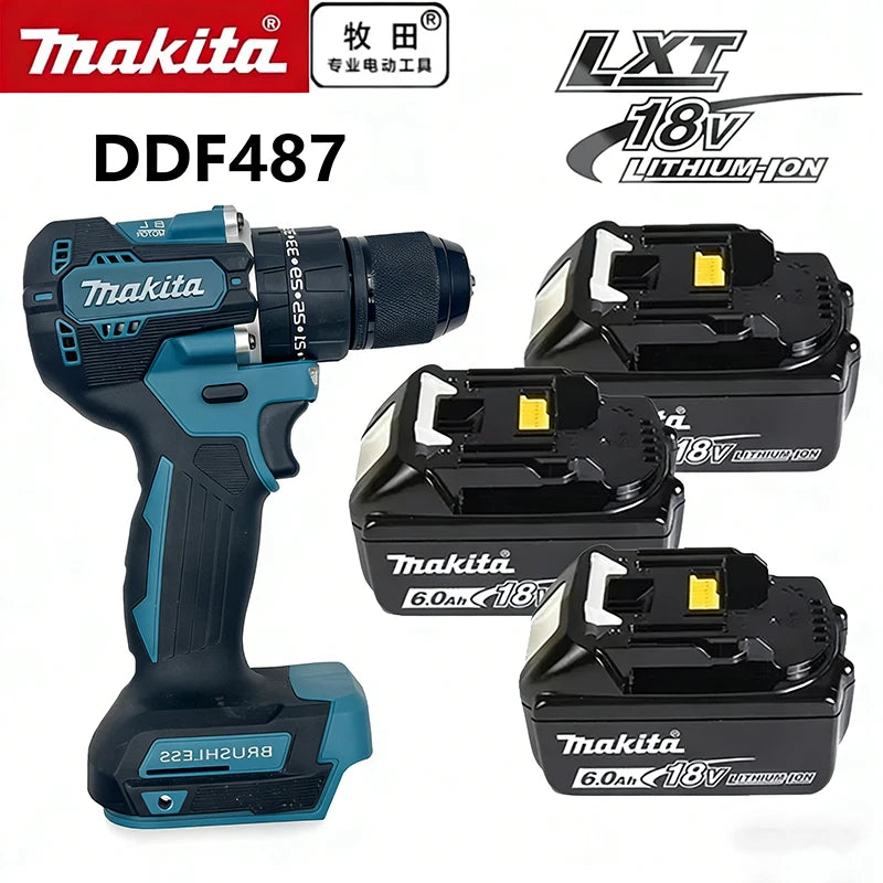 DDF487 Makita 18V 6.0 Rechargeable Lithium Battery with LED Indicator High Capacity for Makita Cordles Power Tool Battery