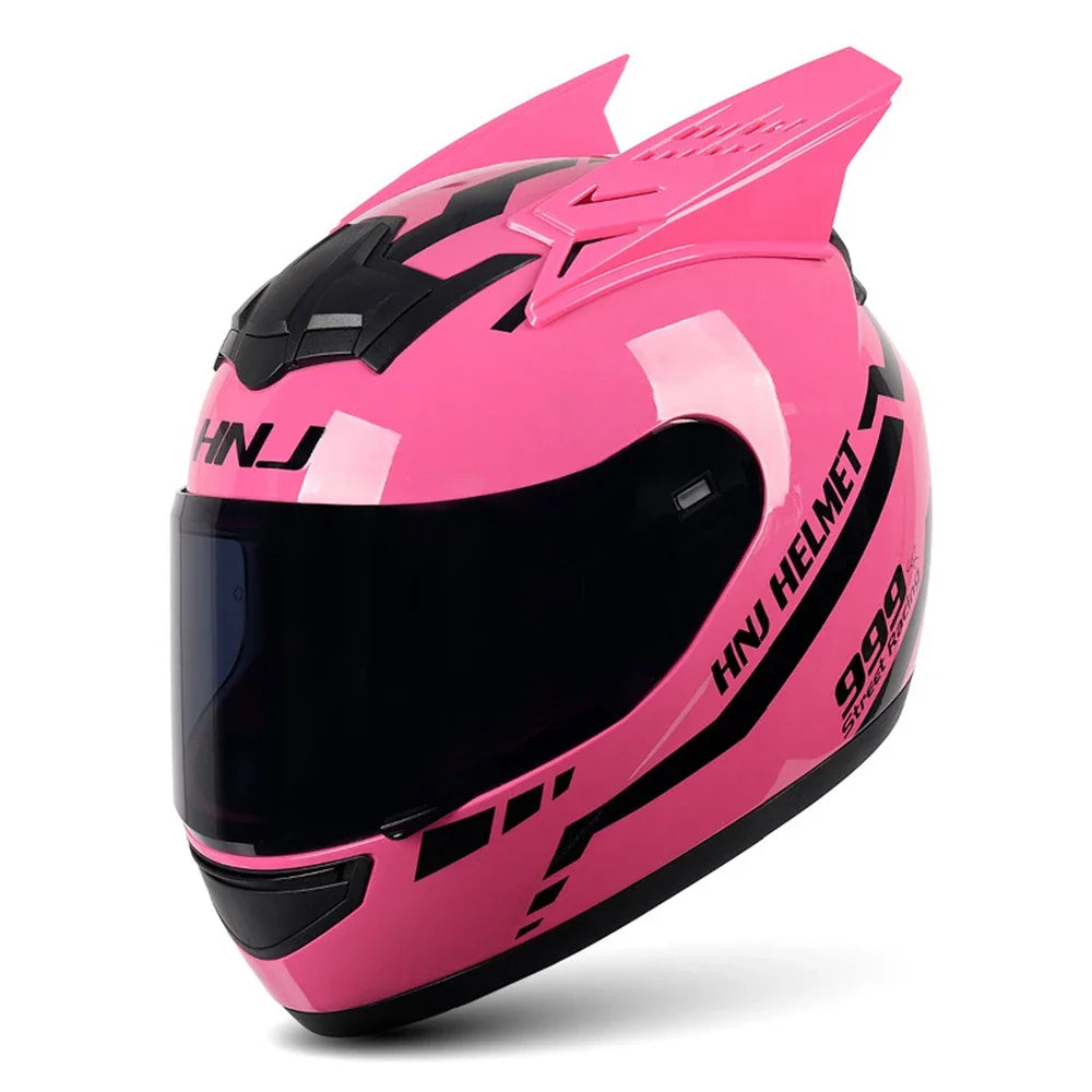 KEMIMOTO Full Face Motorcycle Helmet Cat Ear For Women Motocross Motorbike Men's Moto Helmet Breathable DOT Girlfriend Gift