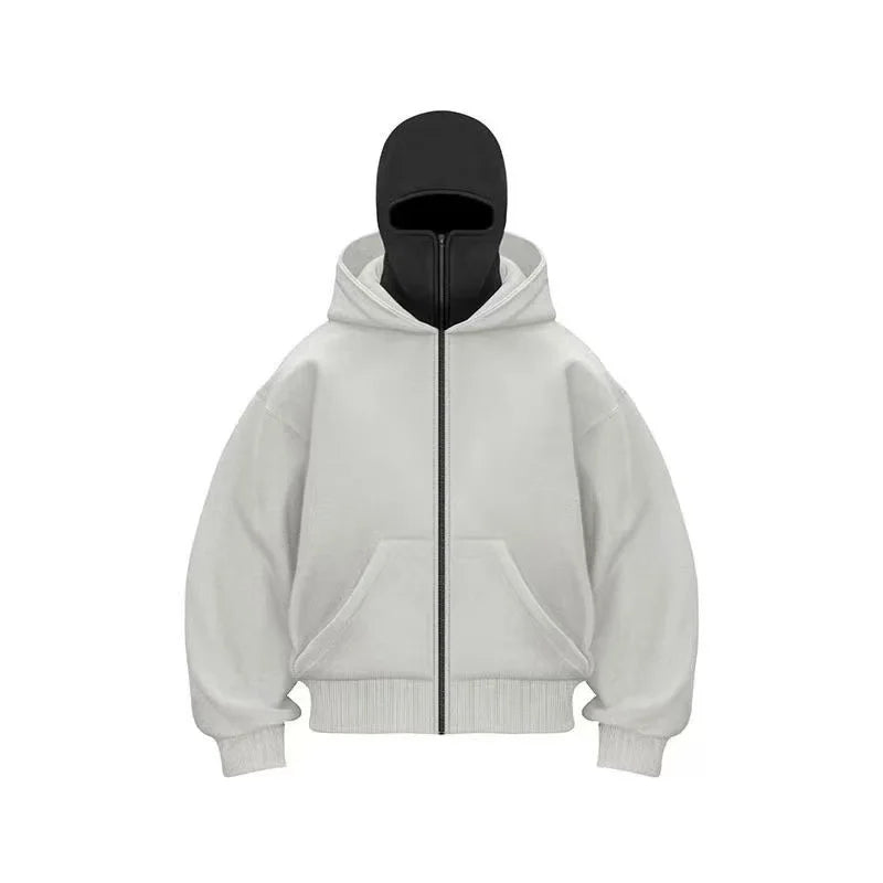 Men's and women's berets - Rock style - Fall/Winter collection - New product - Double-layered hooded sweatshirt - Zipper jacket