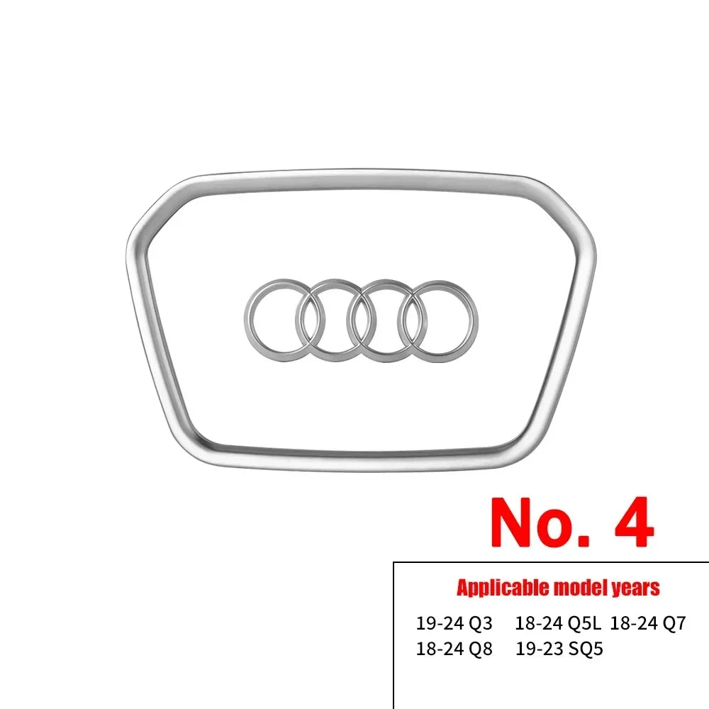 Automobile Steering Wheel Logo Bright Frame Strip Electroplated Car Logo Sticker For Audi A3 A4 B8 8P B9 8V A5 A6 C7 A7 Q3 Q5 Q7