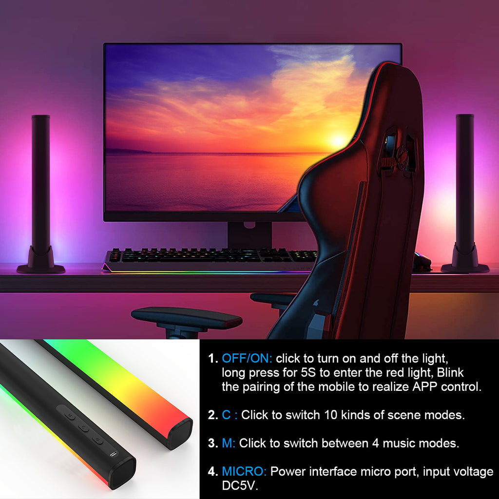 RGB LED Gaming Lights 🌈 – Smart Ambient Lamps (Music Sync & 16M Colors)